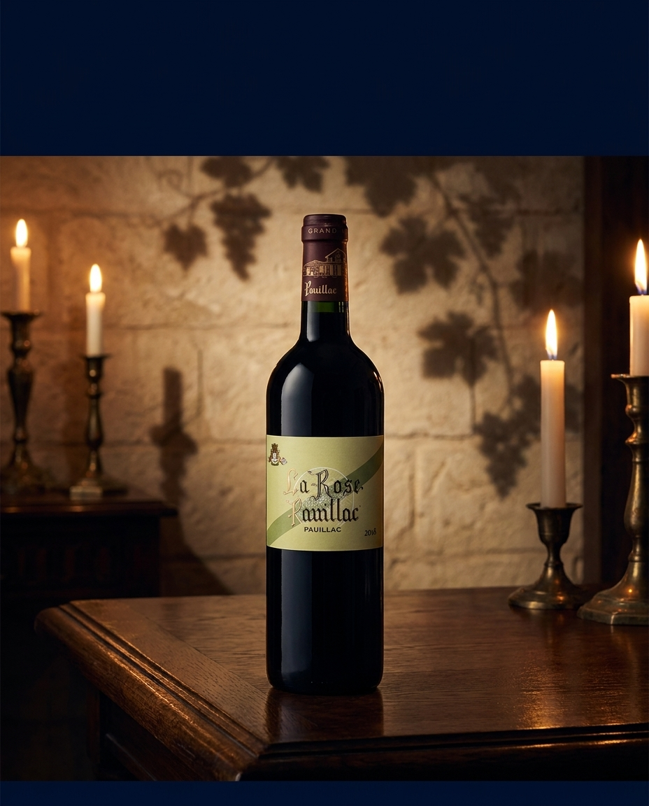 La Rose Pauillac — cave SUDVIE, luz de vela